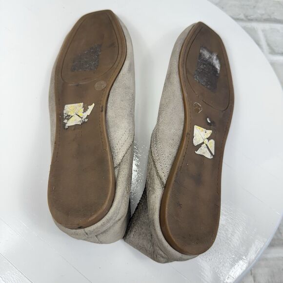 Lucky Brand Alba Women's Size 8.5 Grey Distressed Leather Ballet Flats - Picture 7 of 10